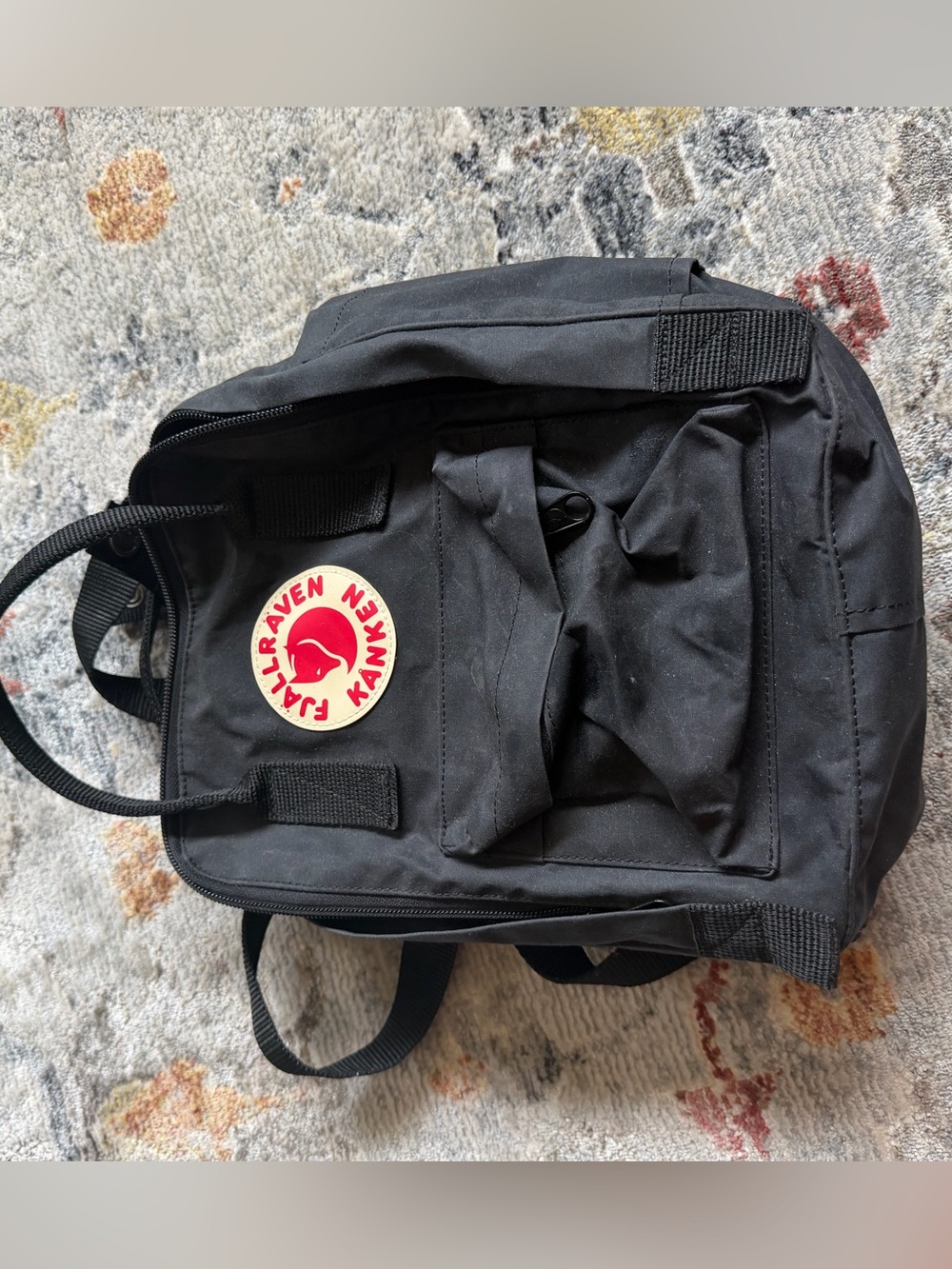 Fjallraven Kanken Mini Backpack Black with Red Logo